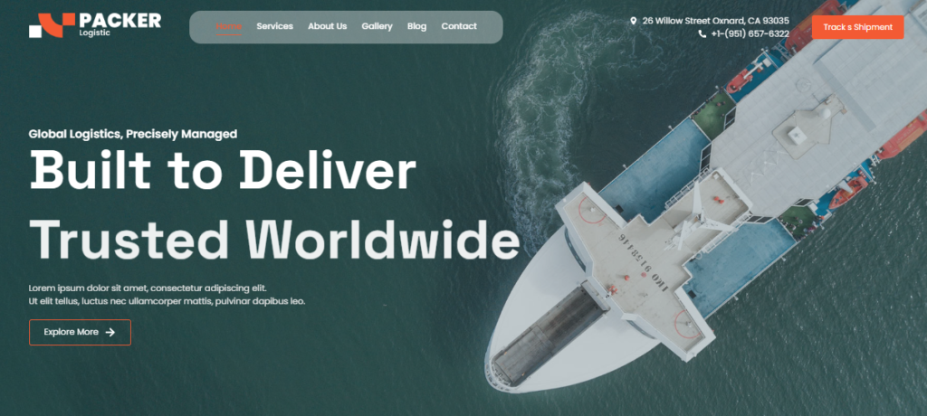 Logistic Website Screenshop